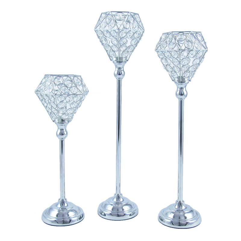20'' H Tabletop Candlestick, 20" H x 5.25" W x 5.25" D, Silver