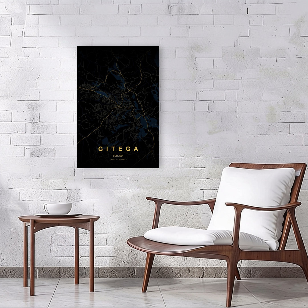 Gitega City Map Minimalist Modern Abstract City Wall Art Print