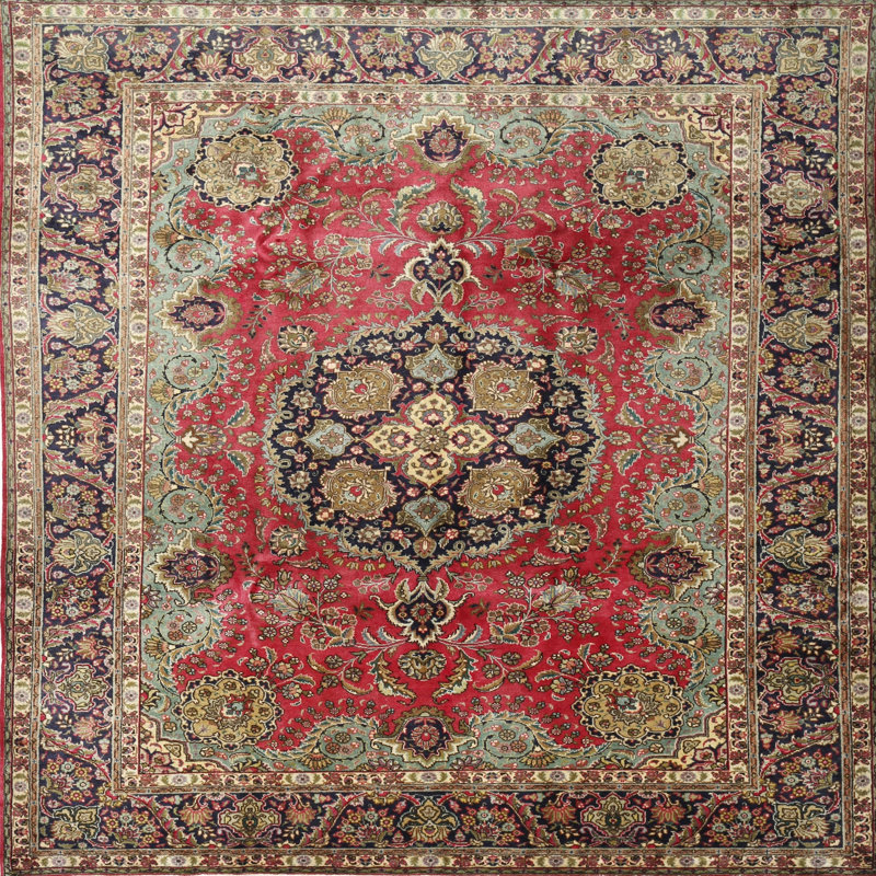 Tapis traditionnel brun / rouge Dhiraj, Carré 6 pi