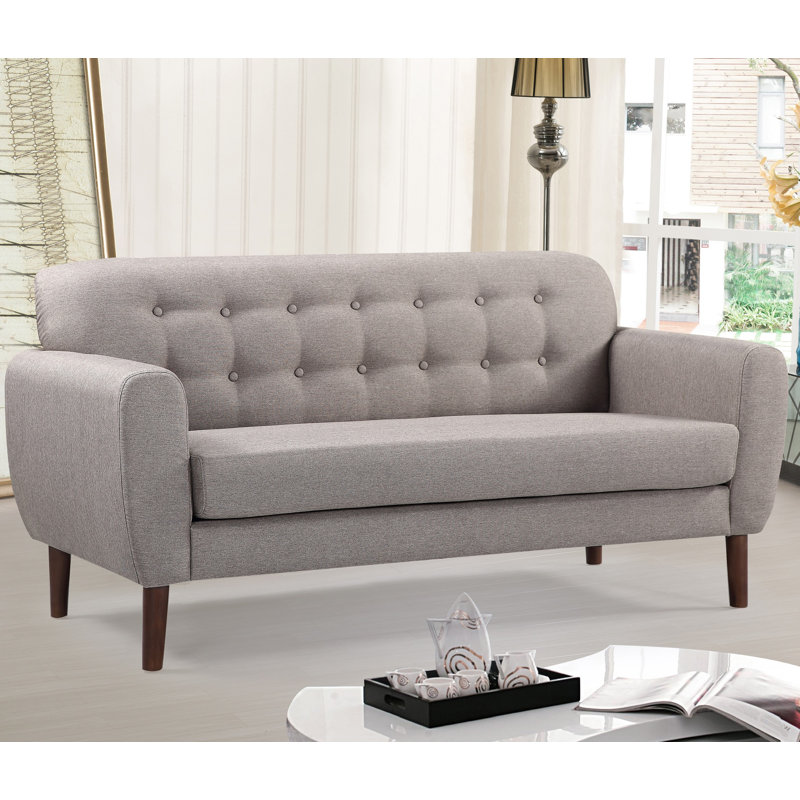 Arcola 62" Linen Round Arm Loveseat, Light Brown