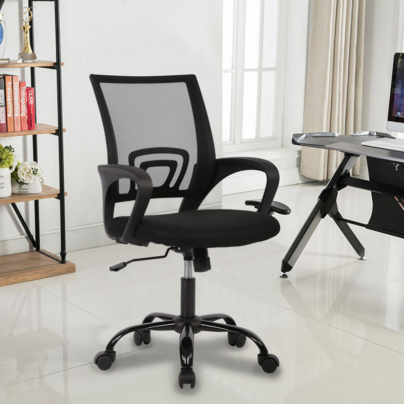 Chaise de bureau en filet ergonomique Chaise de bureau ergonomique pivotante à roulettes Chaise de bureau à hauteur réglable avec accoudoirs lombaires pour le bureau personnel