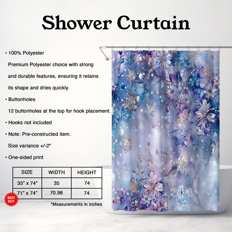 Rideaux de douche Frozen Flakes - Premium, H 74 po x l 71 po