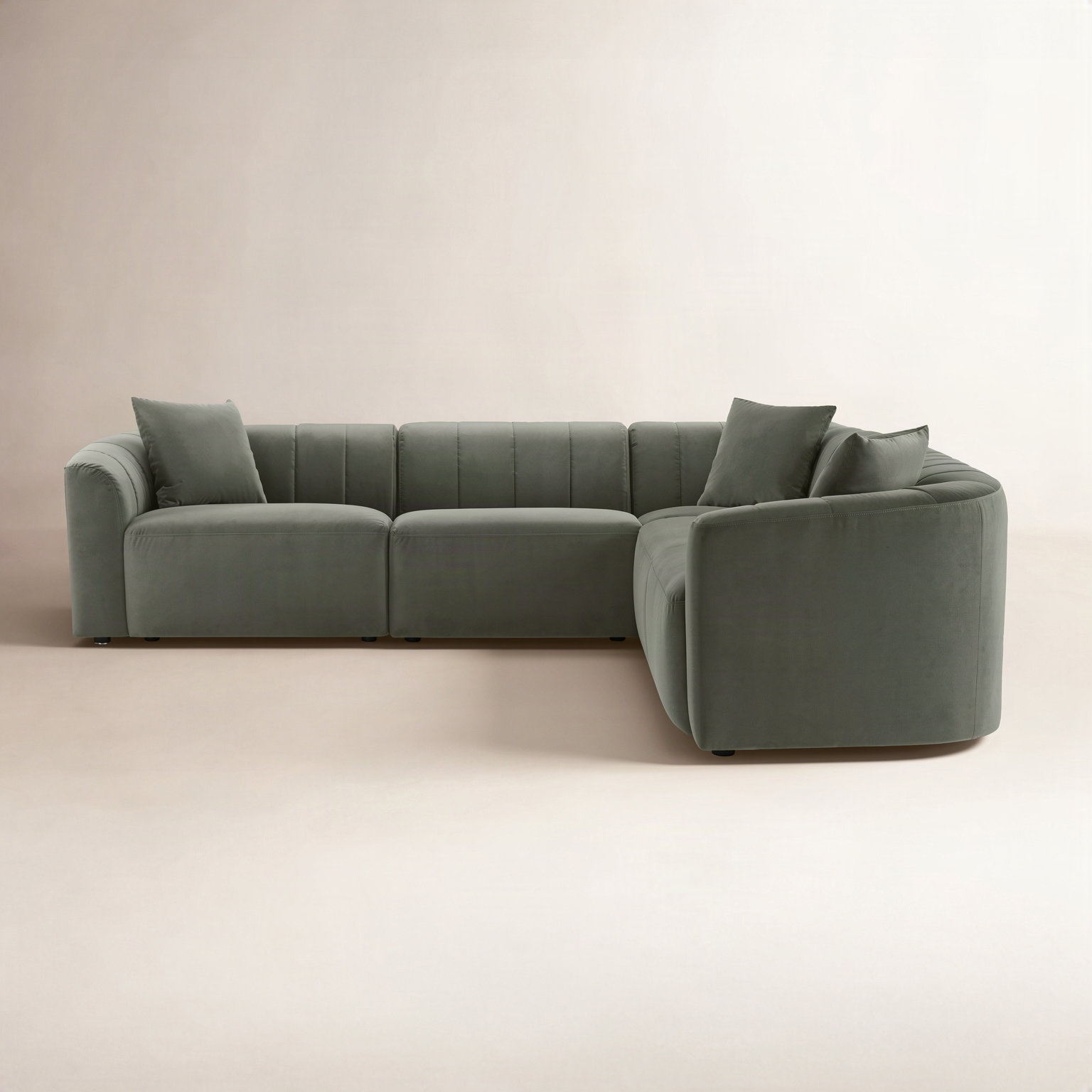 Augustine Velvet Modular Sectional, Soren Olivine Performance Velvet