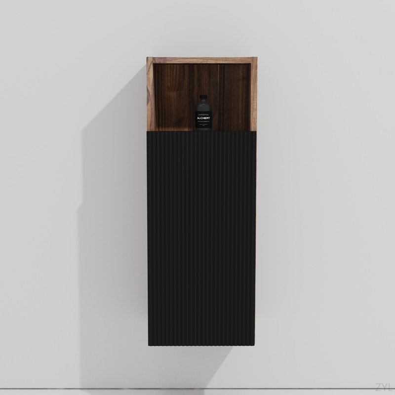 Armoire de rangement murale noire et noyer flottante, armoire de rangement murale pour petits espaces, KD