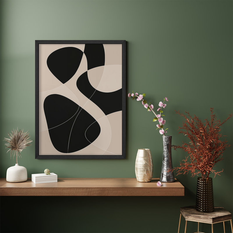 Framed Wall Art Abstract Print for Modern Home Decor - 11"x14", 14" H x 11" W, Natural