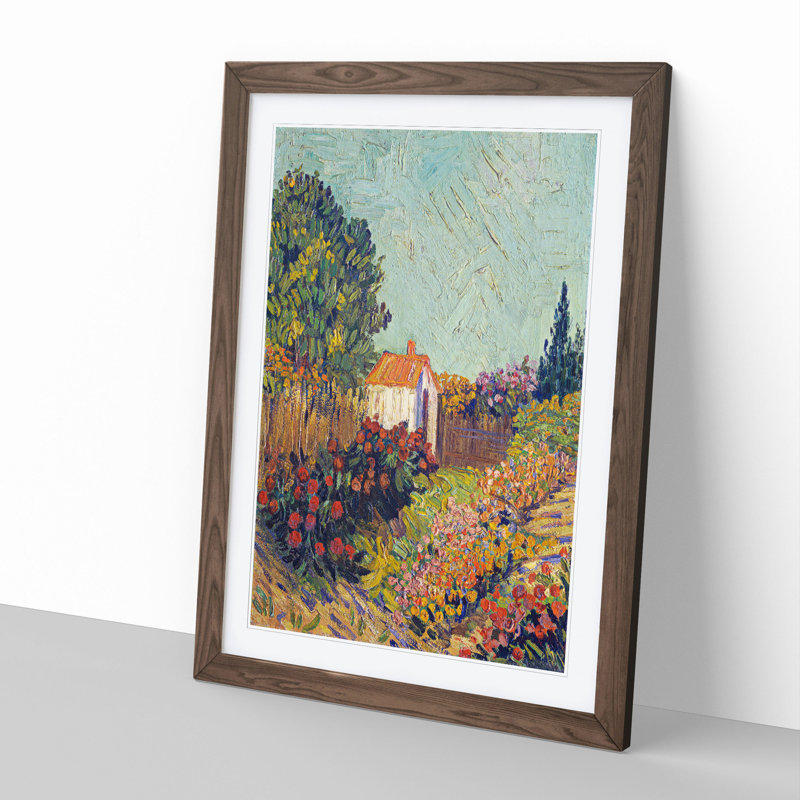 Landscape by Vincent Van Gogh - Picture Frame Painting, 48cm H x 36cm W x 2cm D, Walnut Framed