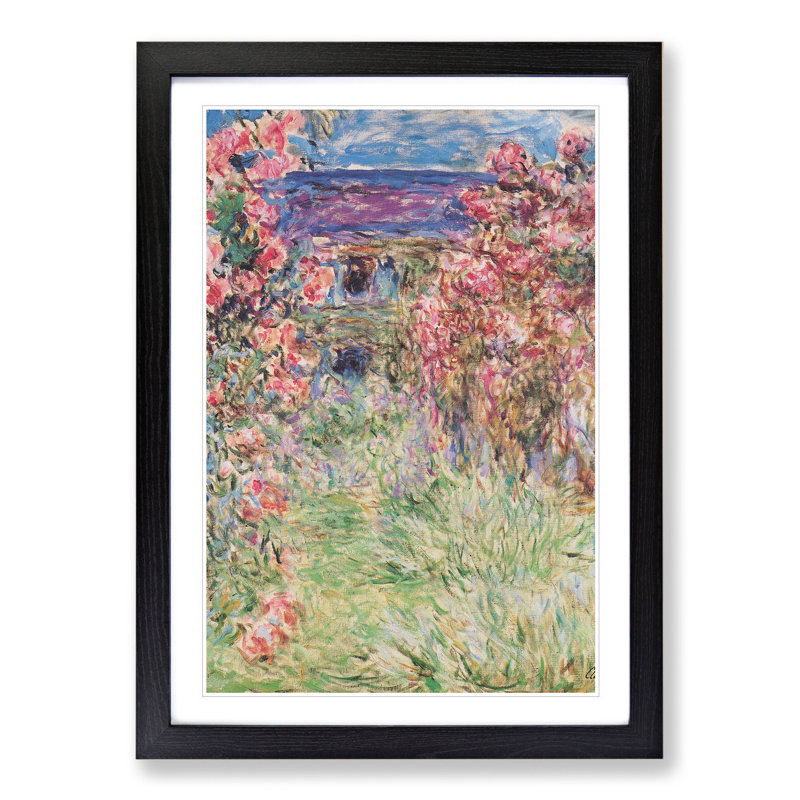 Rose House by Claude Monet - Picture Frame Painting, Black Framed, 65cm H x 48cm W x 2cm D