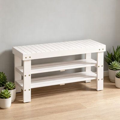 Banc à chaussures en bois massif de qualité Pina
