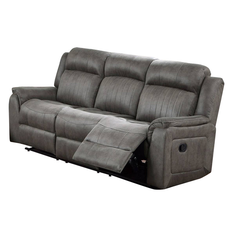Mahlon 84'' Faux Leather Reclining Sofa, Gray  Faux Leather