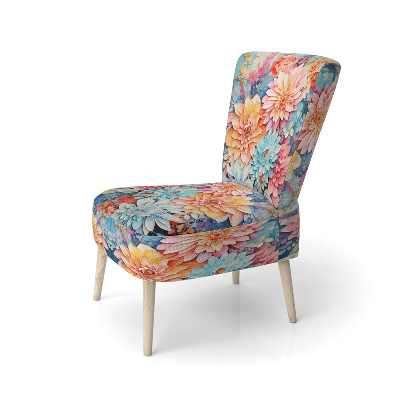 Coral Blue Abstract Still Lifes - Chaise d'appoint contemporaine rembourrée, fauteuil d'appoint Still Life