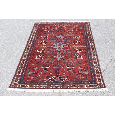 Tapis rouge 3X5 Vintage | Tapis oriental tribal tribal | Tapis bohémien Kazak | Tapis fait à la main