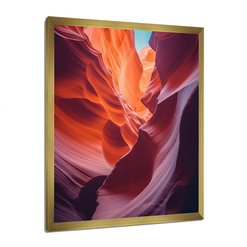 " Magical Lower Canyon IV ", 32" H x 16" W x 1" D, Gold Single Picture Framed
