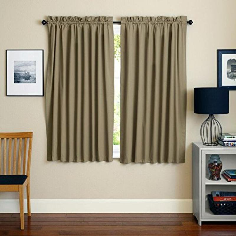 Currahee Cotton Blend Room Darkening Curtain Pair, Toffee, 52" W x 63" L