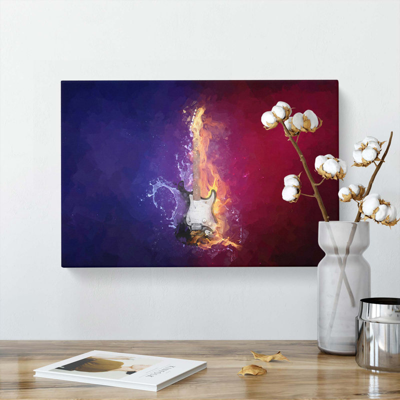 Electric Guitar Elements in Abstract - Wrapped Canvas, 35cm H x 50cm W x 3cm D
