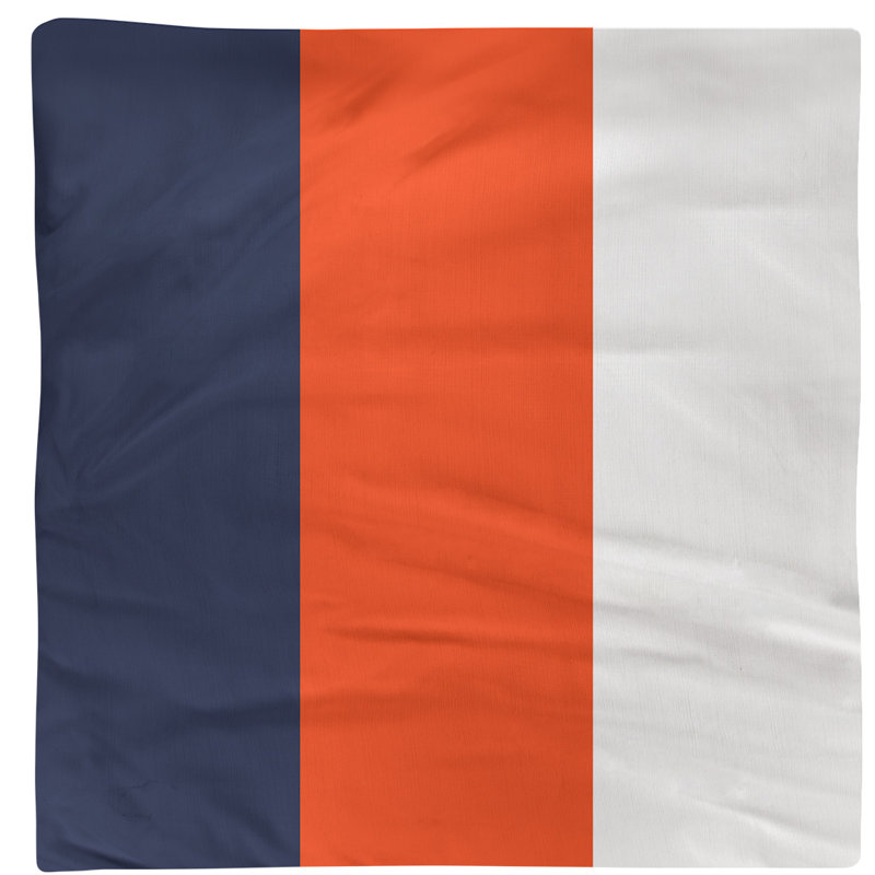 Striped Square Napkin, Blue/Orange/White, Cotton Twill, 22" H x 22" W x 0.25" D
