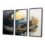 «Golden Full Moon Rising Ocean Waves II», ensemble d'art mural paysage abstrait-656004583-656004562