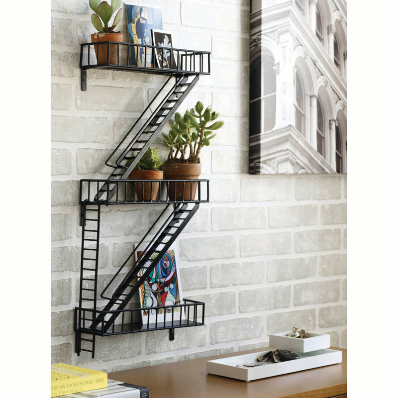 Balliet 3 Piece Metal Bracket Shelf, Black