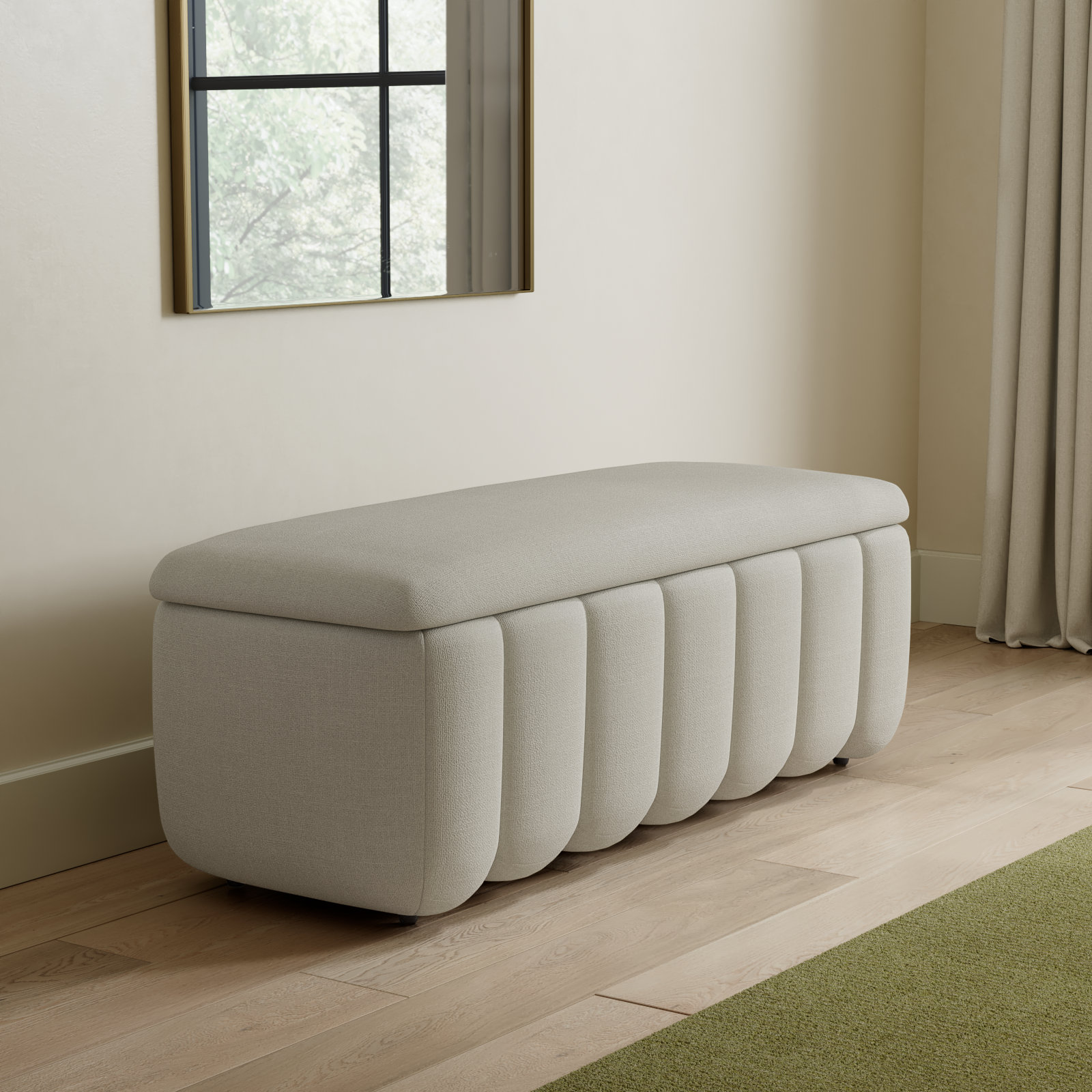 Jeddo Storage Bench, Effie Linen Performance Linen