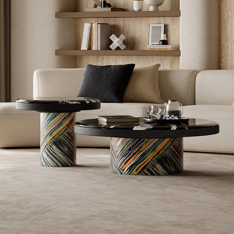 Ensemble de 2 tables basses en marbre, Noir