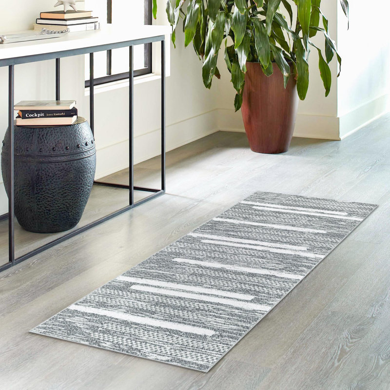 Tapis de couloir en coton Raelyn, Tapis de couloir 2 pi 3 po x 4 pi 1 po
