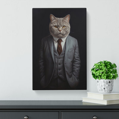 British Shorthair Cat In A Suit Painting No.2 - No Frame Print