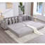 Canapé modulaire en L 110,75 po, canapé modulaire en velours côtelé, avec repose-pieds mobile, porte-gobelets, 8 coussins décoratifs, poche latérale, déplier dans un lit-1844824477