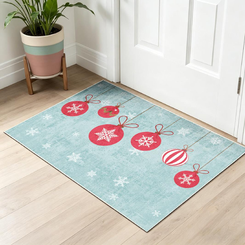 Tapis d'intérieur rouge lavable à la machine