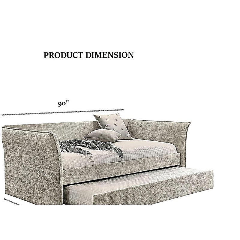 Transitional Style 1pc Twin Size Daybed w/ Trundle Flared Arms Mattress Ready Beige Finish Primary Living Room, Beige