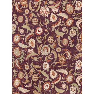 Garden Wool Floral Area Rug in Sage Green/Russet Red/Gray/Ivory