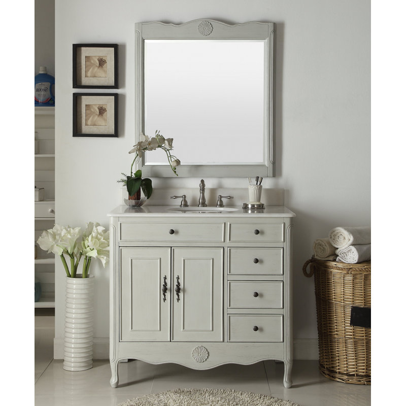 Ensemble de meuble-lavabo simple 38 po Medina, Gris vieilli