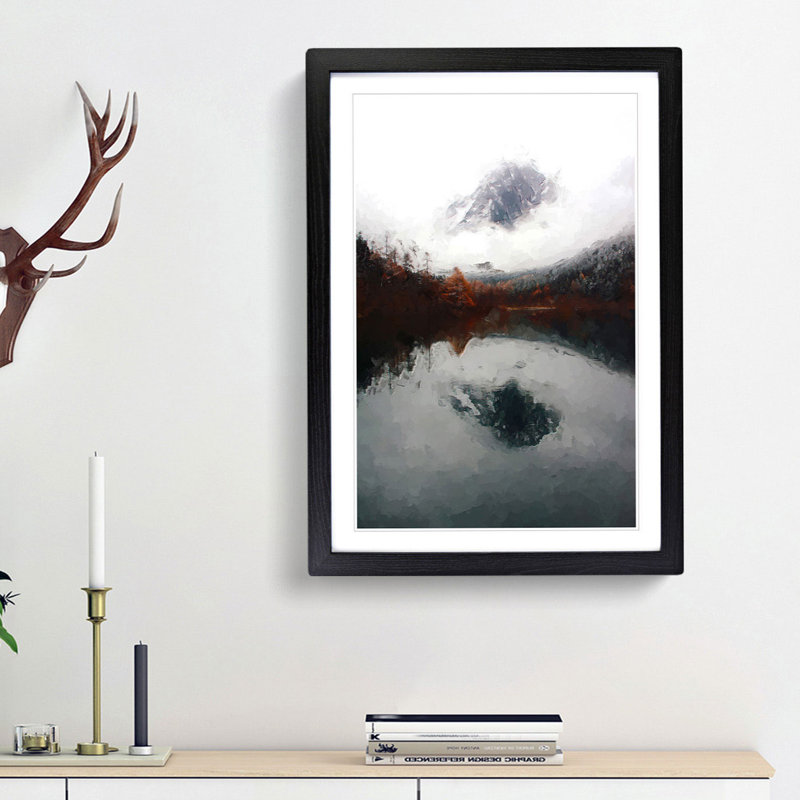 Mountain Valley in China in Abstract - Picture Frame Graphic Art Print, Black Framed, 87cm H x 62cm W x 2cm D