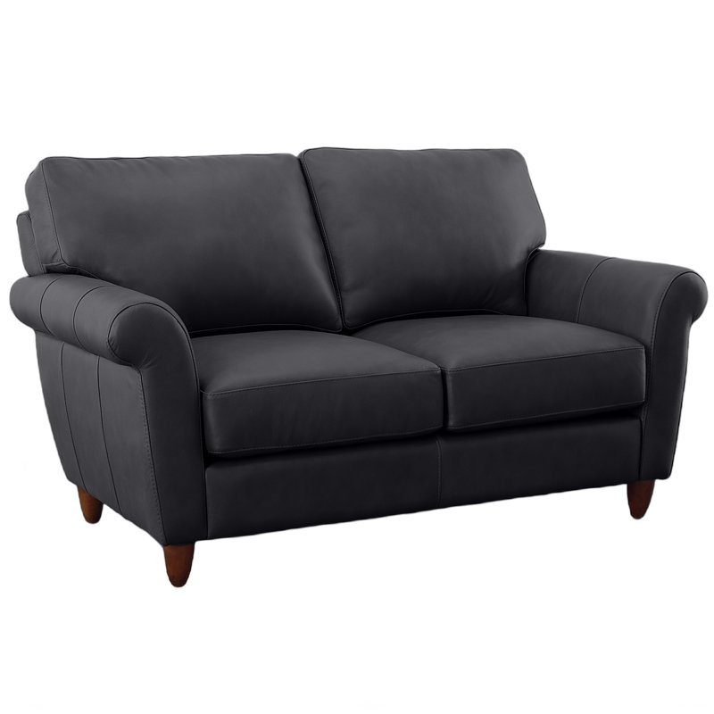 Causeuse en cuir véritable Cherish, Noir