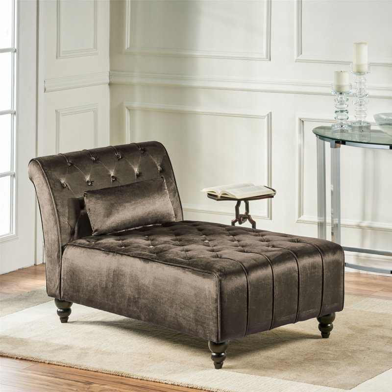 Chaise longue simple avec pieds en bouleau, Gris