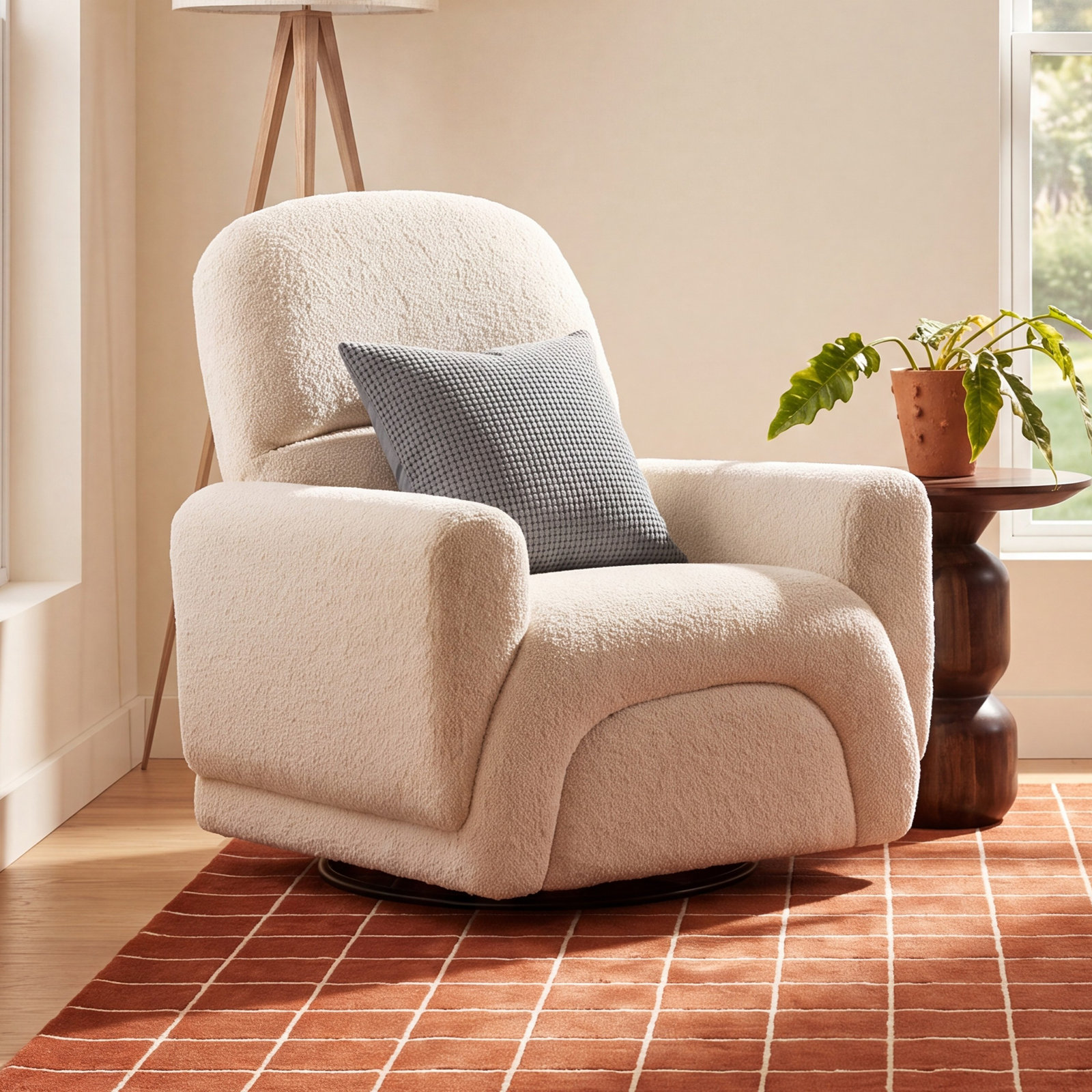 Rainbow Swivel Glider, Teddy Loop Almond Sherpa