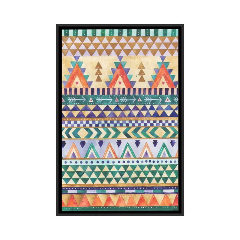 «Aztec», reproduction d'art sur toile, Toile avec cadre noir, H 48 po x l 32 po x P 1,5 po, Pas de tapis