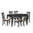 7 Piece Kitchen Table Set Consist of a Rectangle Dining Table and 6 Linen Fabric Dining Chairs, Black-1415565039-1371985486