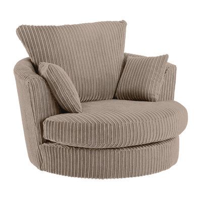 Moana Upholstered Corduroy Swivel Barrel Chair