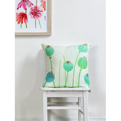 Coussin décoratif: Cosses de pavot sur fond gris