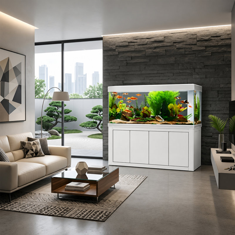 Réservoir d'aquarium rectangulaire, 220 gallons (H 61 po x l 69,3 po x P 23,6 po), Blanc / argenté