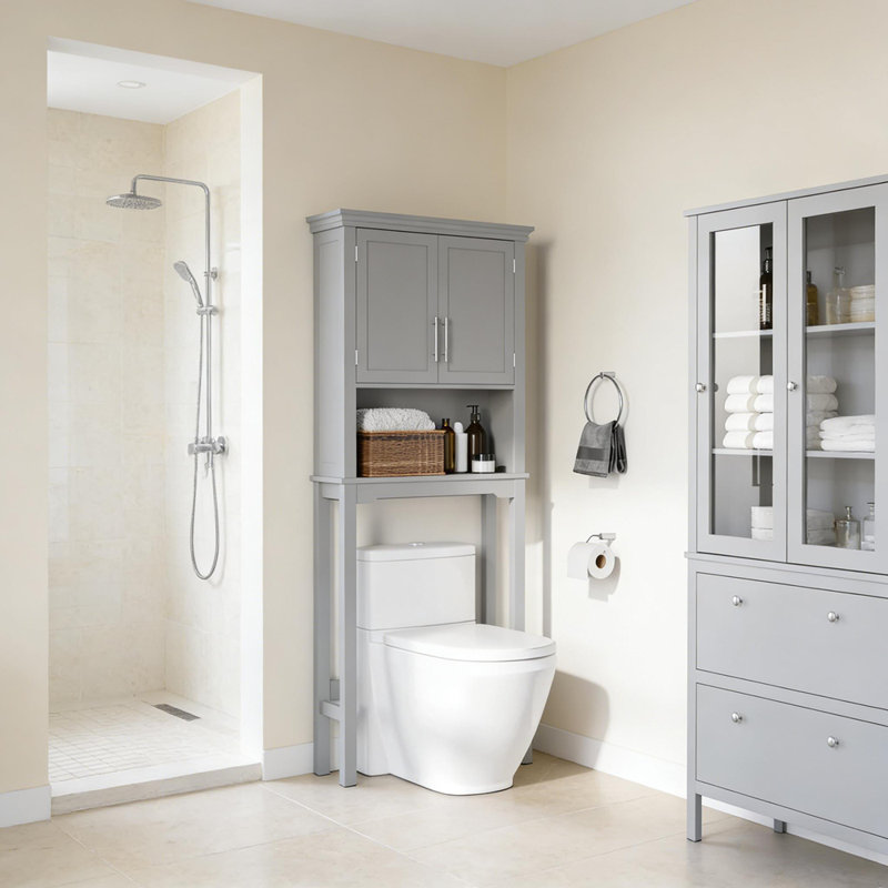 Home Bathroom Storage Organizer, Over The Toilet Cabinet With Adjustable Shelves And Modern Design For Efficient Space Utilization