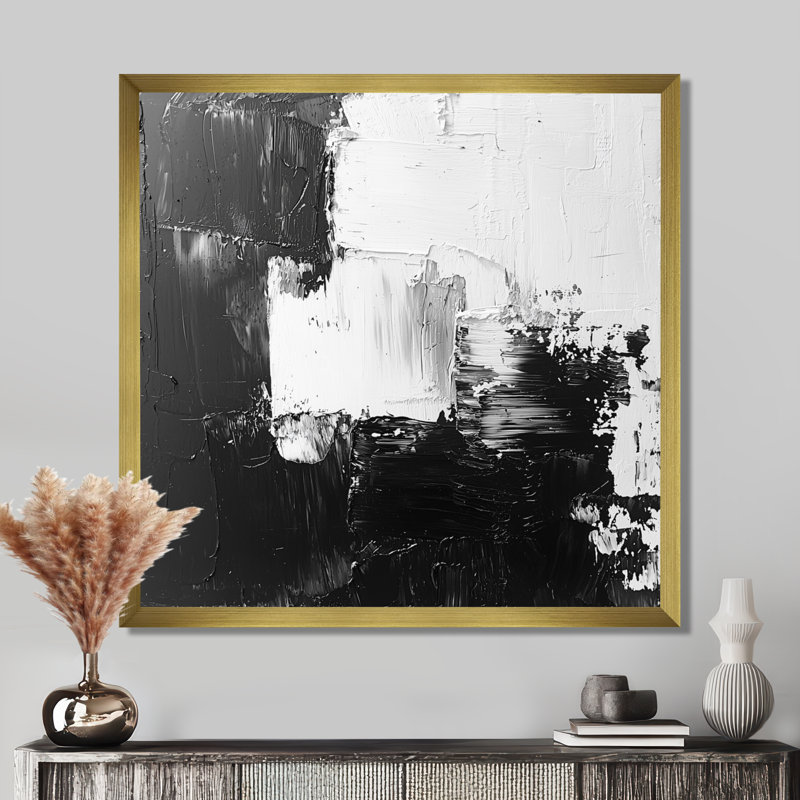 Nushrat monochromatique dérive des ombres dans le noir IV - Art mural transitionnel moderne abstrait, H 30 po x l 30 po, Doré