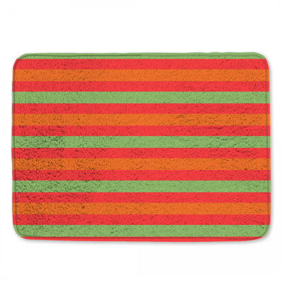 Red Green Orange Stripes Bath Mat