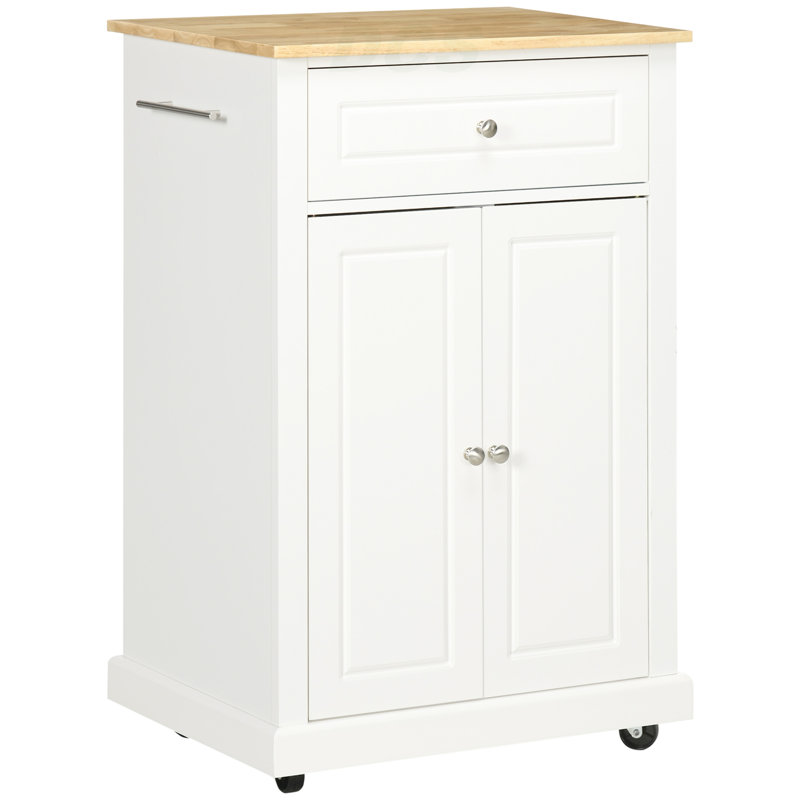 Chariot pour îlot de cuisine roulant, chariot de service portatif avec tiroir, tablette réglable et 2 porte-serviettes, blanc crème, îlot de cuisine