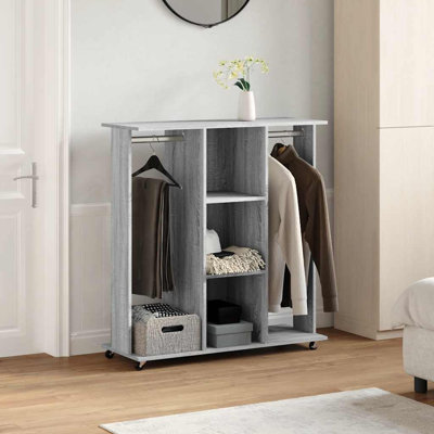 Wardrobe With Wheels 102X38x110 Cm Engineered Wood