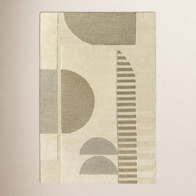 Hand-Woven Geometric Cream Rug