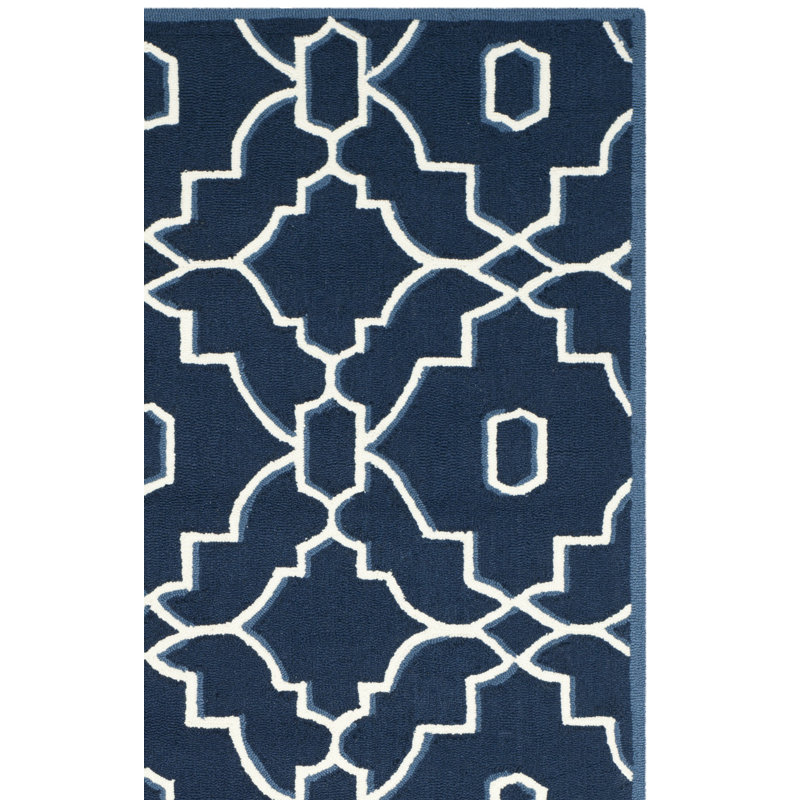 Tapis bleu marine / ivoire Lamour, Rectangle 8 pi x 10 pi