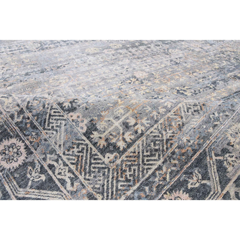 Hand Woven Silk and Wool Oriental Area Rug, Rectangle 10' x 14'