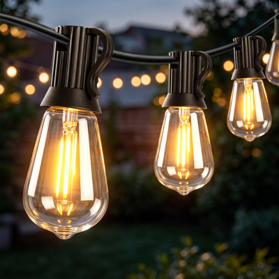 Guirlande de 60 watts à énergie solaire avec télécommande et à intensité variable, ST38 16 ampoules incassables à DEL, charge solaire et USB, 2700K blanc chaud, guirlande lumineuse imperméable IP65 pour la décoration de la cour arrière, la décoration de fête, la décoration de jardin