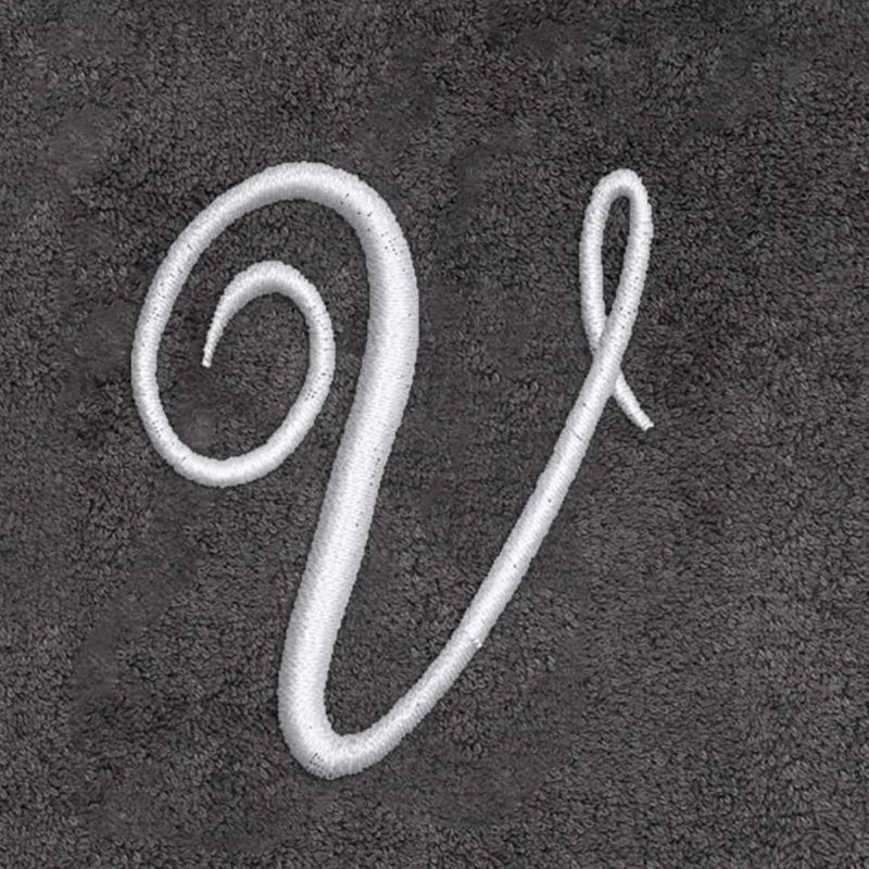 Winston Porter Granite/Silver Script Monogram Bath Towel Letter V