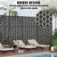 Freestanding Metal Privacy Screen, Laser Cut Decorative Garden Fence Panel with Stand, Rustproof Galvanised Steel Divider, 183x120cm, Black, Square Style